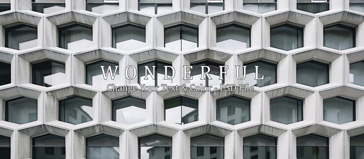 PSD modern building facade with hexagonal windows