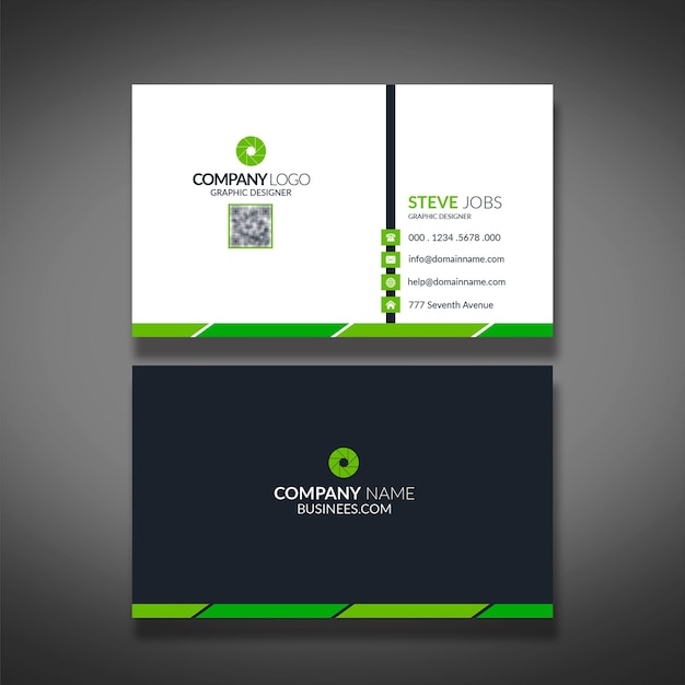 modern business card design with company logo and contact details