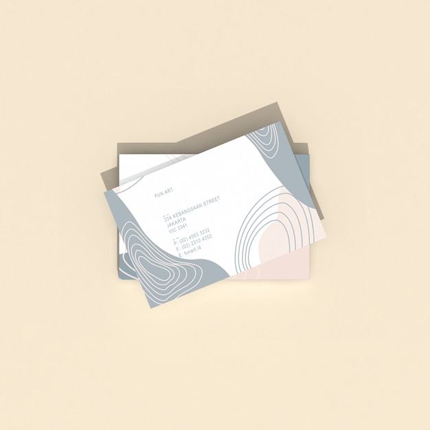 PSD modern business card mockup, top view