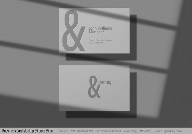 Modern business card mockup with embossed print