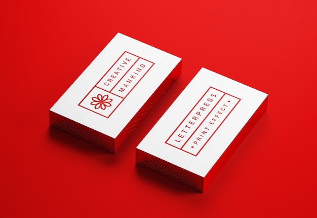 Modern business card mockup with letterpress effect