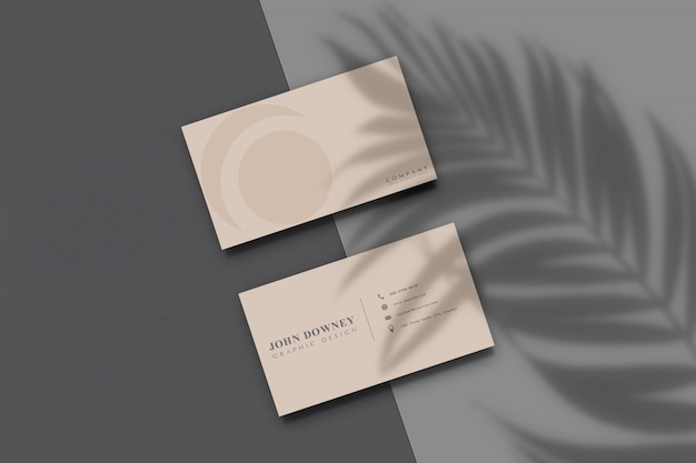 Modern business card paper mockup with shadow overlay .template for branding identity