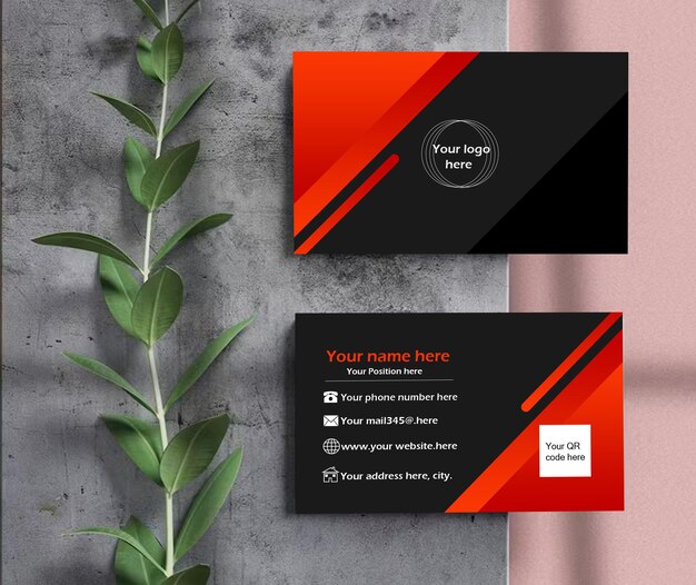 PSD modern business card with qr code template psd