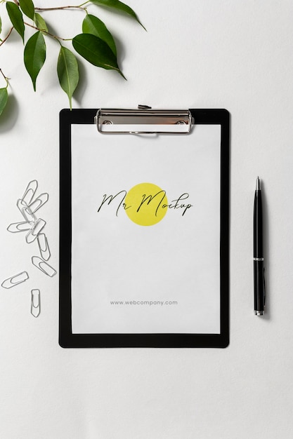 Modern business clipboard mock-up arrangement