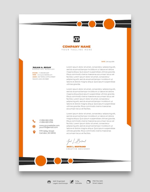 PSD modern business and corporate letterhead template