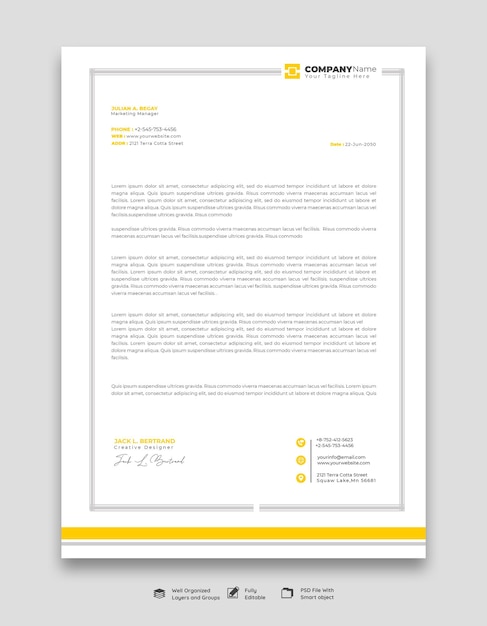 PSD modern business and corporate letterhead template