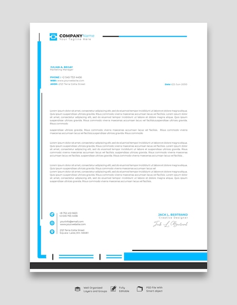 PSD modern business and corporate letterhead template