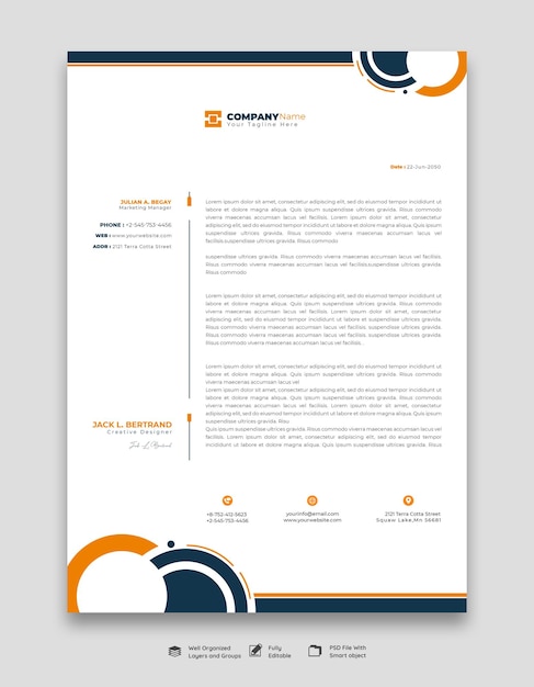 PSD modern business and corporate letterhead template