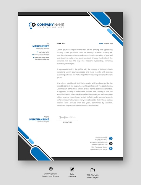 PSD modern business and corporate letterhead template