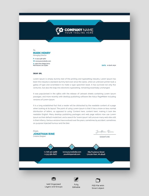 PSD modern business and corporate letterhead template