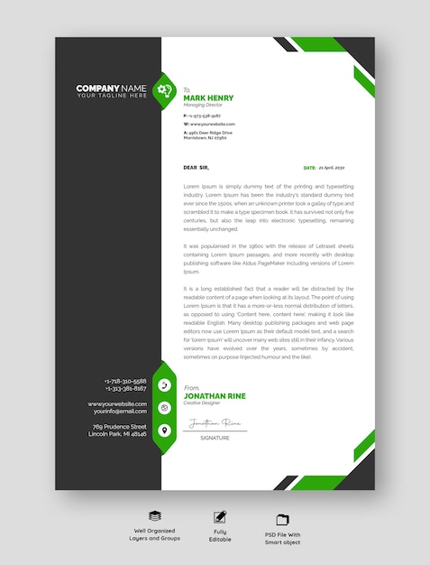 PSD modern business and corporate letterhead template