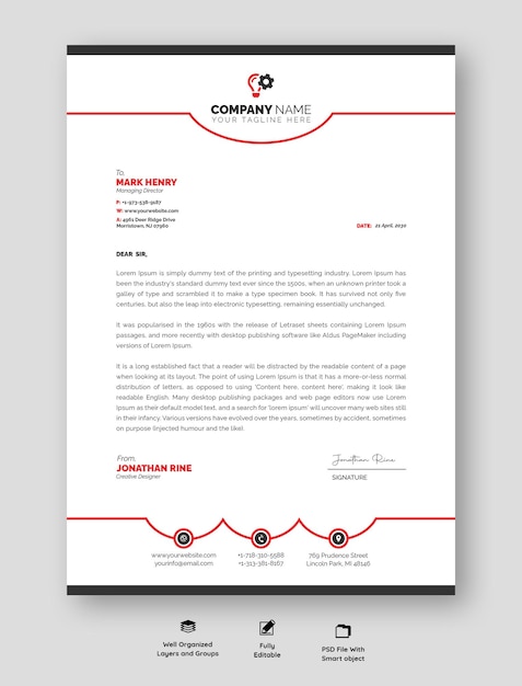 Modern business and corporate letterhead template