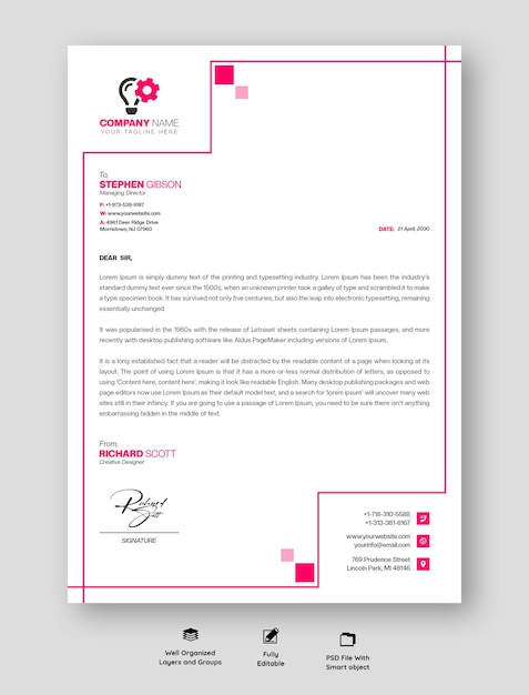 PSD modern business and corporate letterhead template