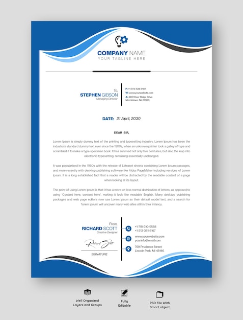 Modern business and corporate letterhead template