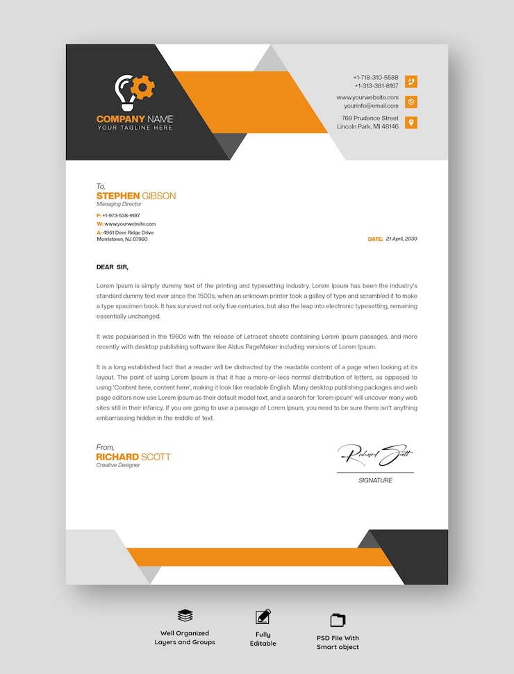 PSD modern business and corporate letterhead template