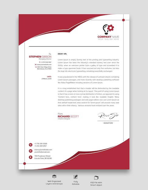 PSD modern business and corporate letterhead template