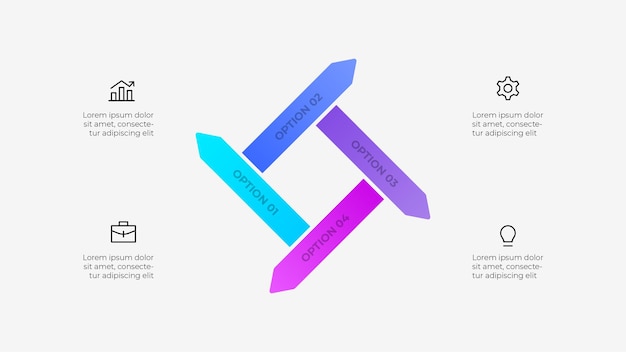 modern business infographic arrows design with four options and icons