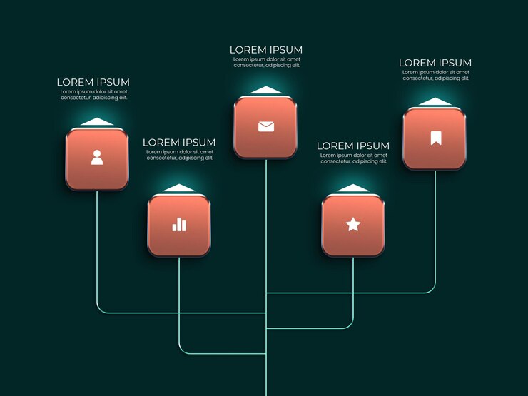 PSD modern business infographic design with icons on a dark background