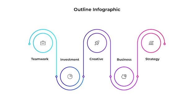 Modern Business Infographic with Teamwork Strategy and Creativity Icons