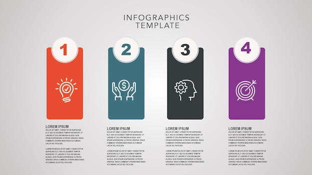 Moderno concetto di infografica aziendale con quattro passaggi