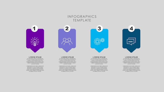 PSD Современная бизнес-концепция инфографика с четырьмя шагами