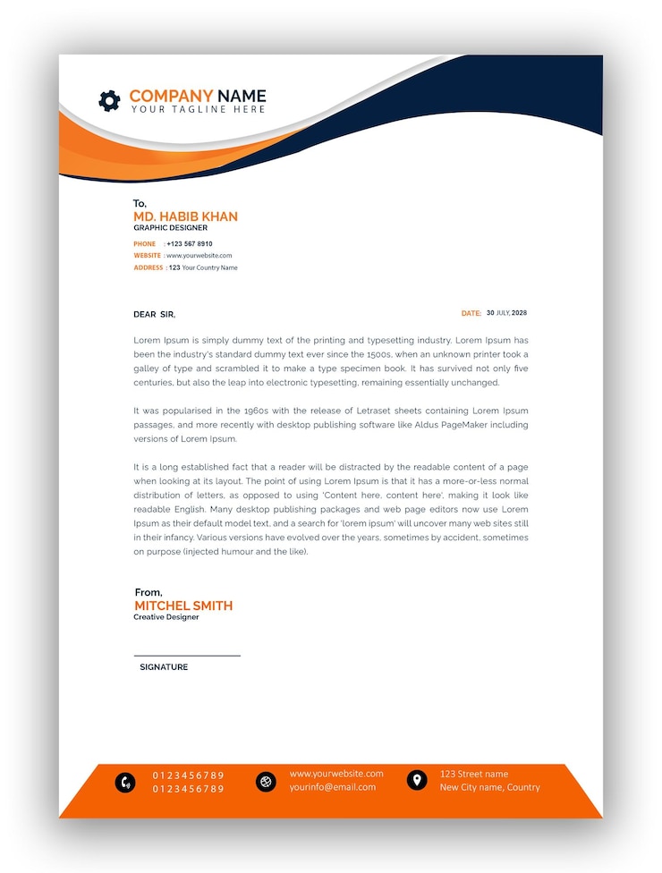 PSD modern business letterhead design