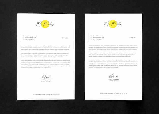 PSD modern business letterhead mock-up arrangement