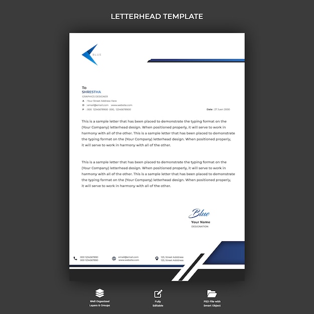 Modern business letterhead premium psd