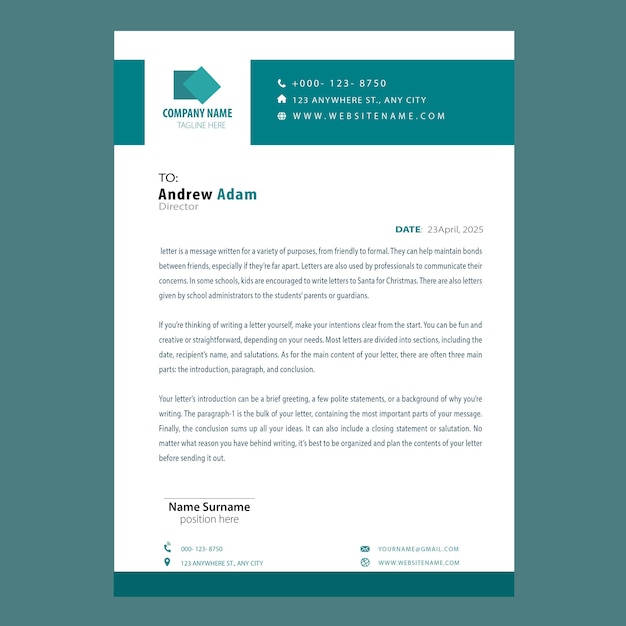 PSD modern business letterhead