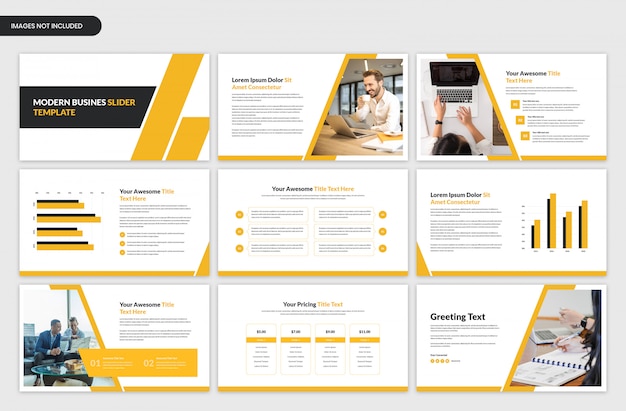 PSD modern business presentation yellow slider template