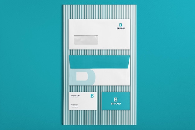 現代のビジネスステーショナリーモックアップ-名刺と封筒の完全に編集可能なモックアップ