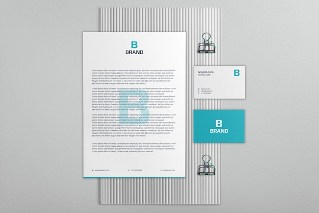 Modern business stationery mockup - letterhead and business card fully editable mockup