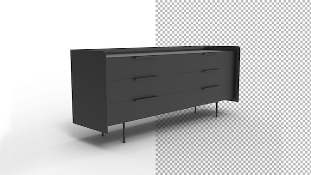 Modern cabinet angle view with shadow 3d render