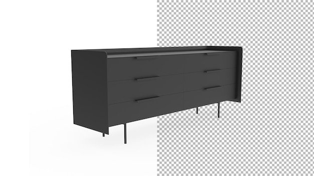 modern cabinet angle view without shadow 3d render