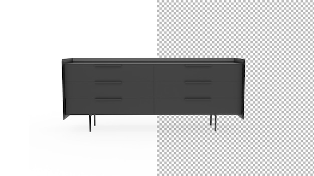 PSD vista frontale del mobile moderno senza ombra rendering 3d