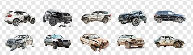 modern car damaged on transparency background PSD