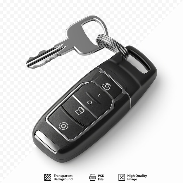 PSD modern car flip key with trinket isolated on white top view