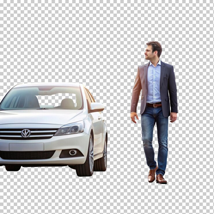 PSD modern car parking standing on transparent background