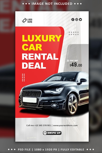 PSD modern car rental social media post banner template