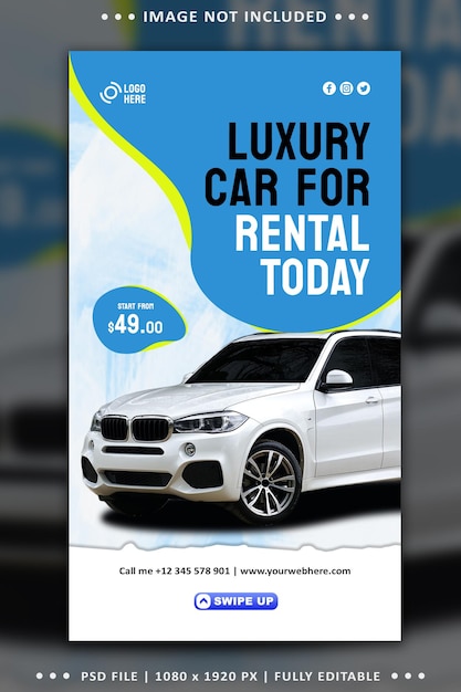 PSD modern car rental social media post banner template