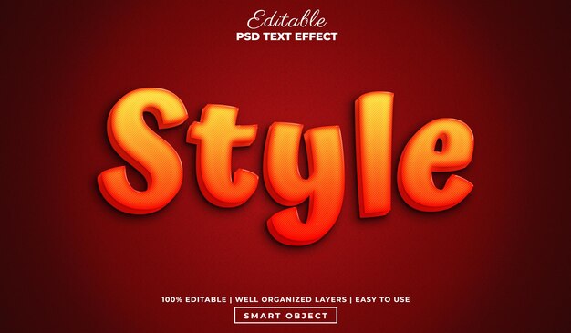 Modern cartoon orange style editable psd text effect template