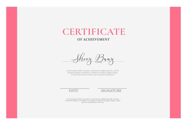 Modern certificate of achievement psd template