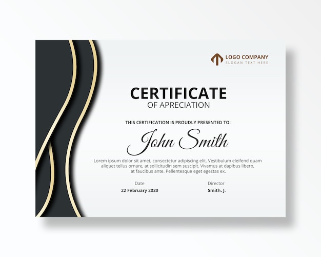Modern certificate achievement psd template