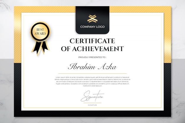 PSD modern certificate of achievement template