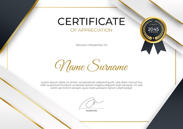 Modern certificate of appreciation template Suit for award business corporate and education need