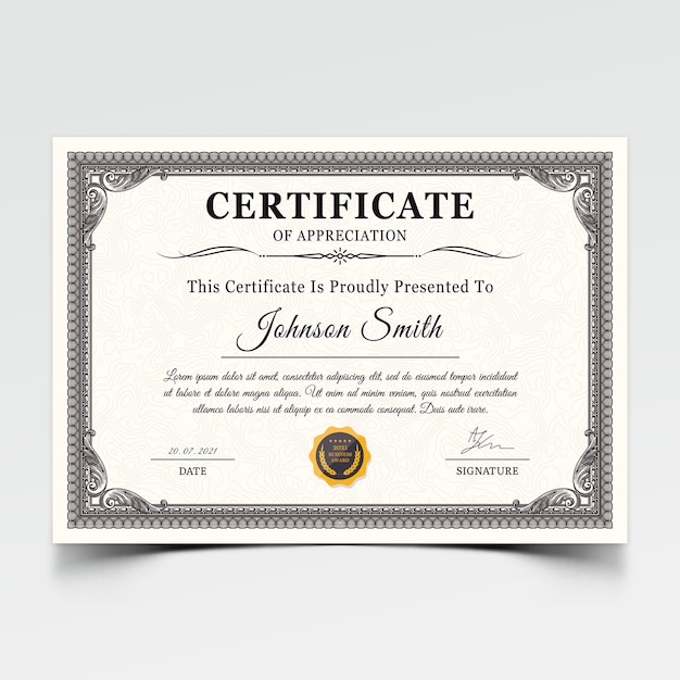 Modern certificate award template