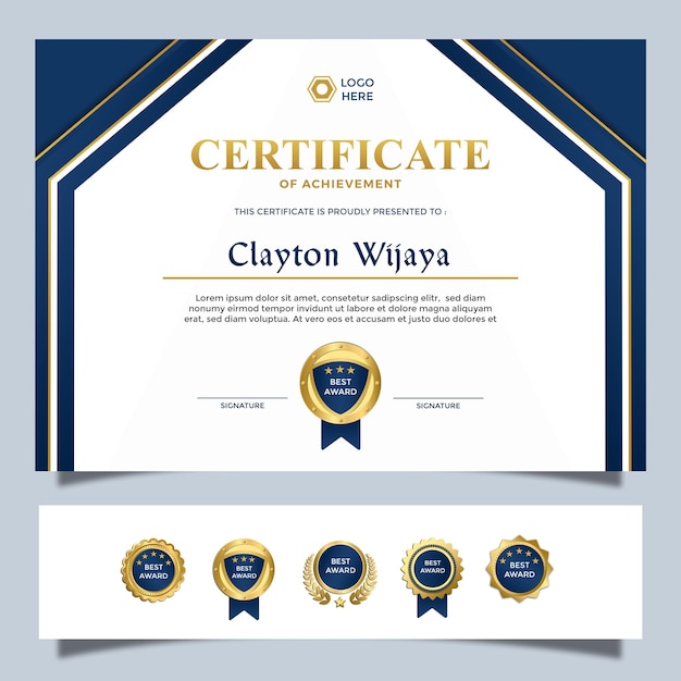 modern certificate design blue and white