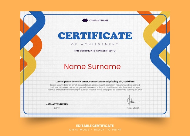 Modern certificate design template