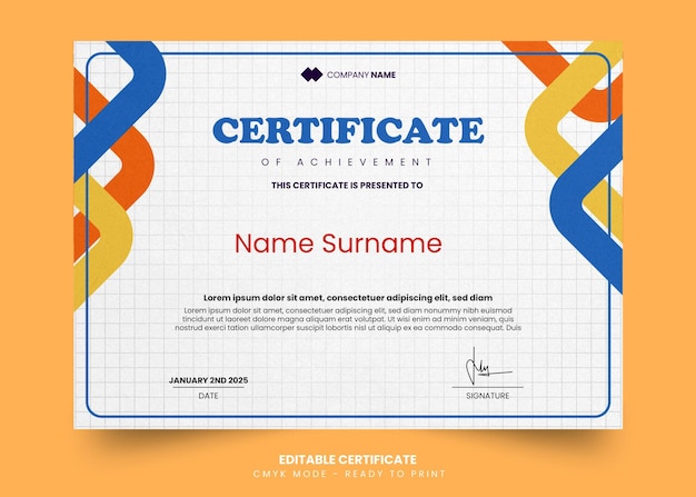 PSD modern certificate design template