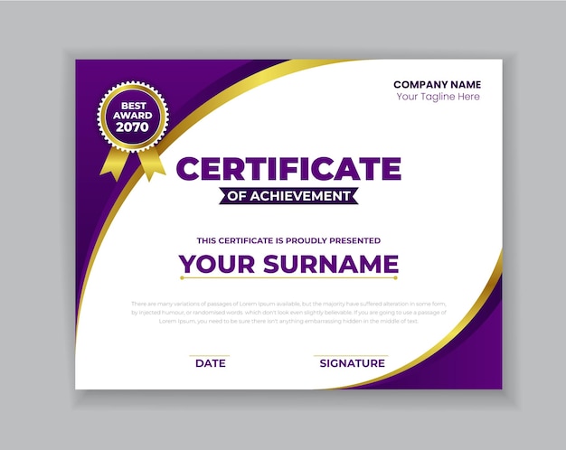 Modern certificate design template